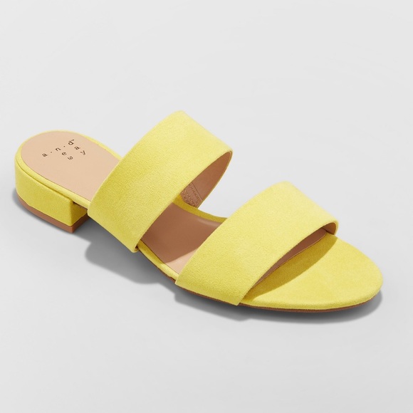 block heel yellow sandals